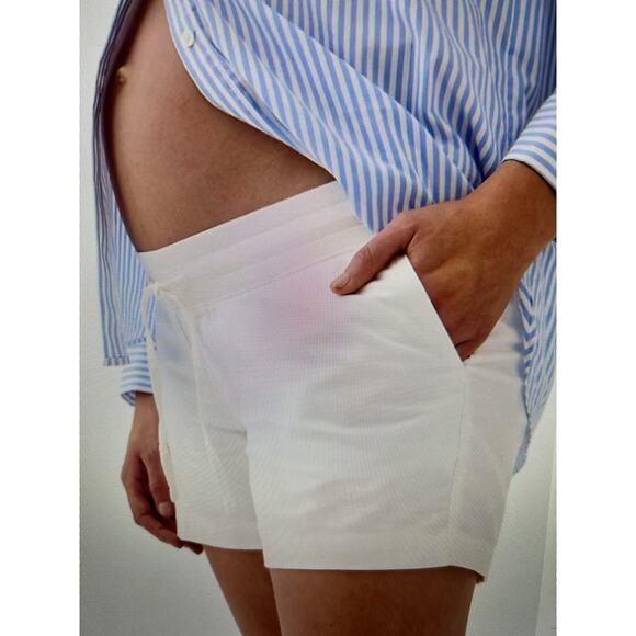 GAP Women's Maternity Linen-Cotton Shorts Size Medium Color New Off White - Picture 8 of 8